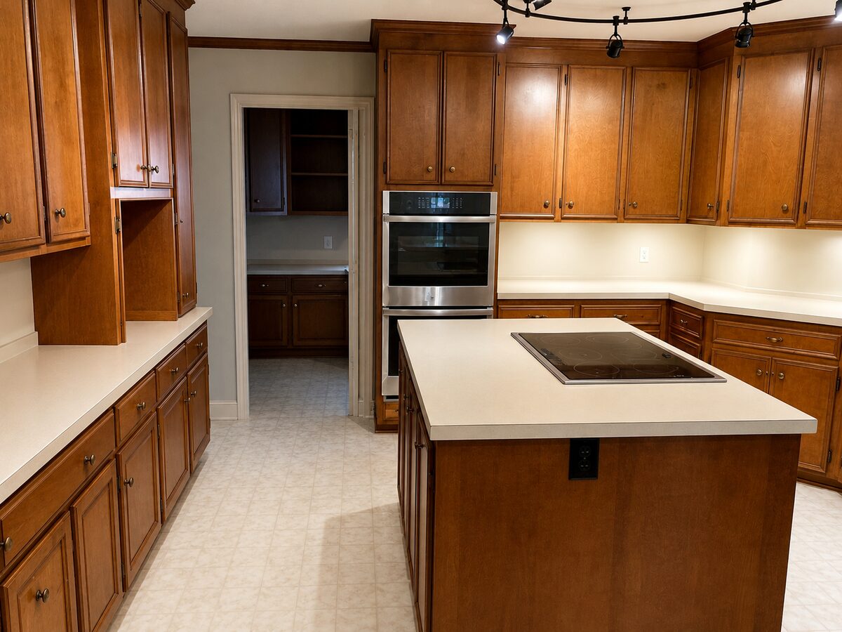 Kitchen cabinets before refinishing