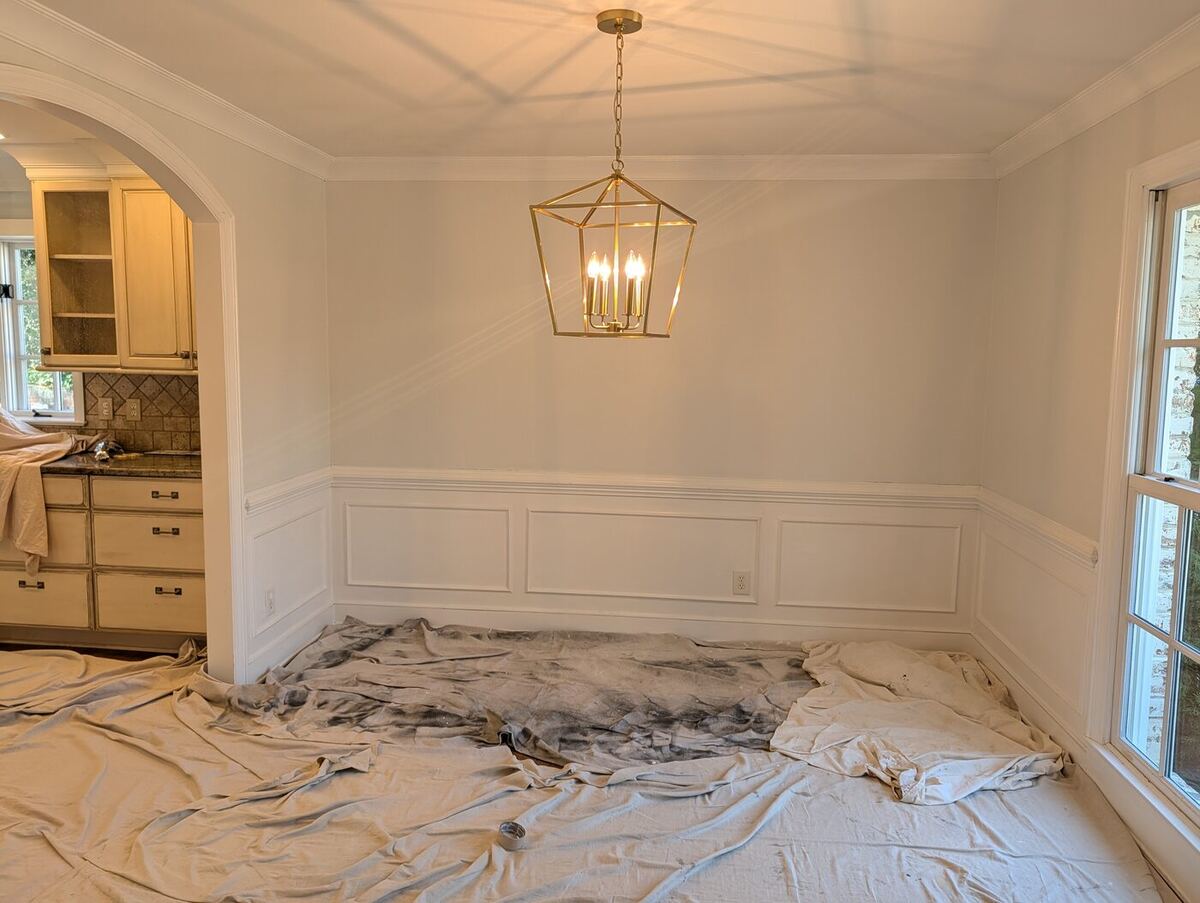 Freshly repainted dining room interior